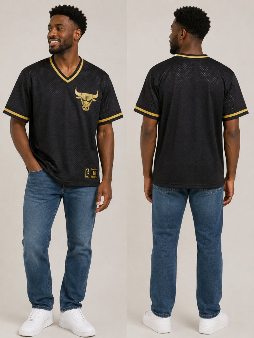 Mitchell & Ness Chicago Bulls Mesh Jersey Shirt Men's Medium 40 Black Gold NBA